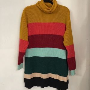Farm Rio rainbow turtle neck sweater sz med